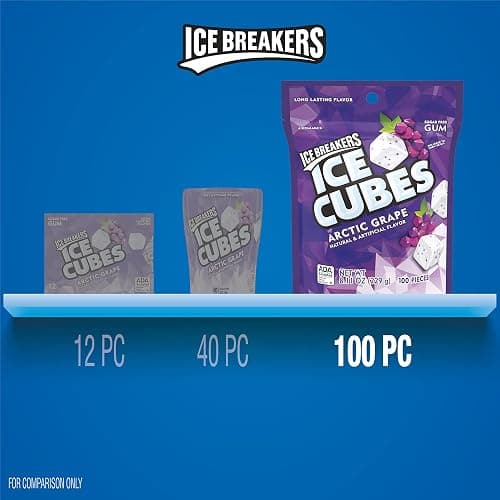 ICE BREAKERS Ice Cubes Arctic Grape Flavored Sugar Free Chewing Gum Pouch, 8.11 oz (100 Pieces) thumbnail 4