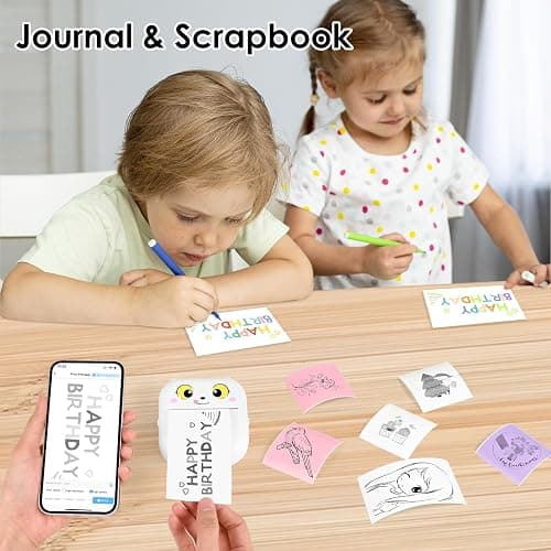 Mini imprimante Portable, Thermique Photo Portable, imprimante de Poche, Imprimante Photo Thermique sans Encre avec 13 Rouleaux de Papier, imprimante Bluetooth et WiFi, pour Notes, Images, Photos thumbnail 2