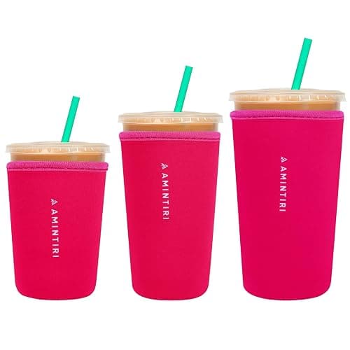 3 Pack Reusable Sleeve for Iced Coffee Cup, Coffee Neoprene Sleeve for Iced&Hot Drinks, Coffee Sleeve Compatible with Starbucks, Dunkin Coffee Cup. (Pinky Girl) - Image 1