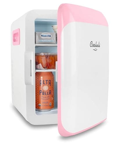 Cooluli 10L Mini Fridge for Bedroom - Car, Office Desk & College Dorm Room - 12V Portable Cooler & Warmer for Food, Drinks, Skincare, Beauty, Makeup & Cosmetics - AC/DC Small Refrigerator (Pink) thumbnail 4