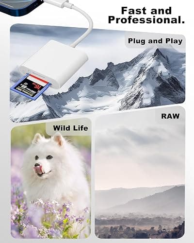 Lightning to Sd Card Reader for iPhone Camera, [Apple MFi Certified] Dual Card Slot Memory Card Readers Supports SD and TF Card, Plug and Play Sd Card Adapter Compatible with iPhone - Lightning SD Card Reader thumbnail 7
