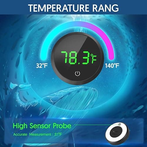 QZQ Fish Tank Thermometer Aquarium Thermometer Wireless Touch Stick Digital Aquarium Thermometer LED Display ±1°F for Monitoring The Fish Tank Aquarium Temperature Accessories (Black) thumbnail 3
