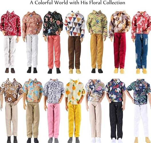 E-TING 10-Item Fantastic Pack = 5 Sets Fashion Casual Wear Clothes Outfit for boy Doll with 5 Pairs Shoes (Leather Jacket + Casual Wear Clothes + Swimwear) thumbnail 3