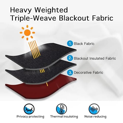 Yakamok Burgundy Red Blackout Curtains 84 inches Long for Bedroom 38" Wide | Thermal Insulated Window Treatment Light Blocking Panels with Black Liner for Living Room/Kitchen/Kids Room with Grommet Top thumbnail 3