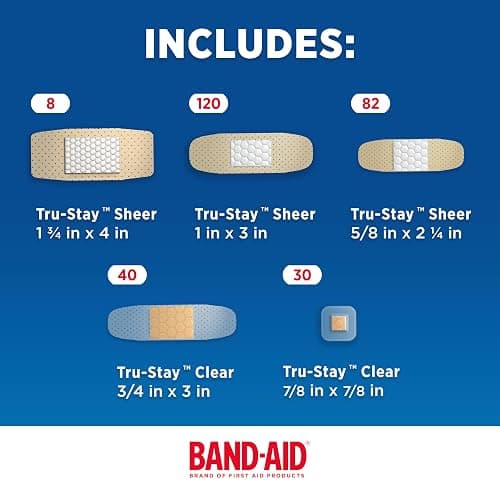 BAND-AID Brand Adhesive Bandages Family Variety Pack, Sheer & Clear Flexible Sterile Individually Wrapped Strips & Spots, First Aid Wound Care for Minor Cuts, Scrapes, Burns, 5 Sizes, 280 ct thumbnail 6