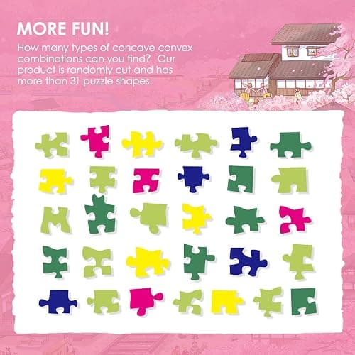 MOMIBOOK 1000 Piece Puzzle for Adults Jigsaw Puzzles of Arashiyama Sakura Tour, Painting Image Cherry Blossom Difficult Challenging Impossible Puzzle Unique Party Christmas Birthday Gifts thumbnail 6