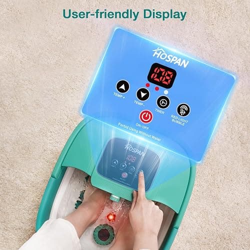 HOSPAN Collapsible Foot Spa with Heat, Bubble, Red Light, and Temperature Control, Foot Bath Massager with 8 Shiatsu Massage Rollers, Pedicure Foot Spa for Relaxation - FS01A thumbnail 7