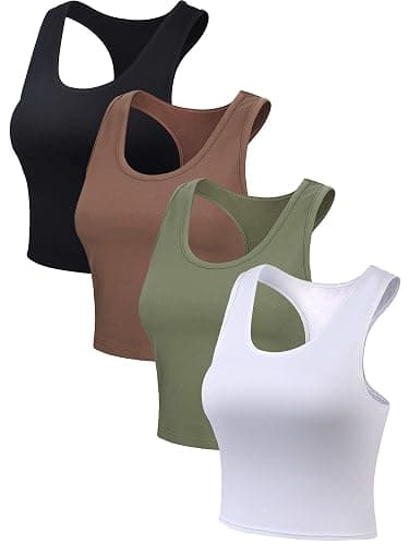 Boao 4 Pieces Basic Crop Tank Tops Sleeveless Racerback Crop Top for Women thumbnail 2