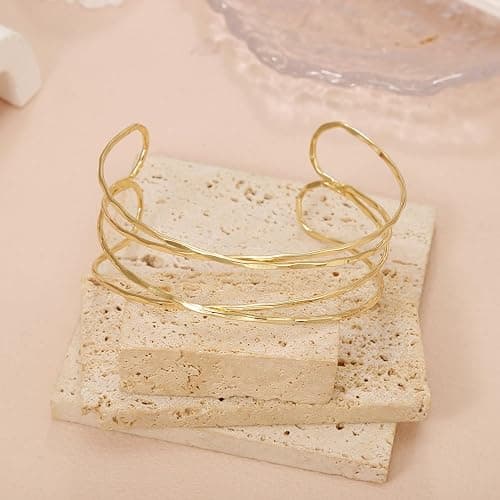 COLOYAN 4PCS Upper Arm Cuff Jewelry for Women, Arm Cuff Gold Silver, Minimalist Arm Cuff Bracelet, Adjustable Coil Armlet thumbnail 7