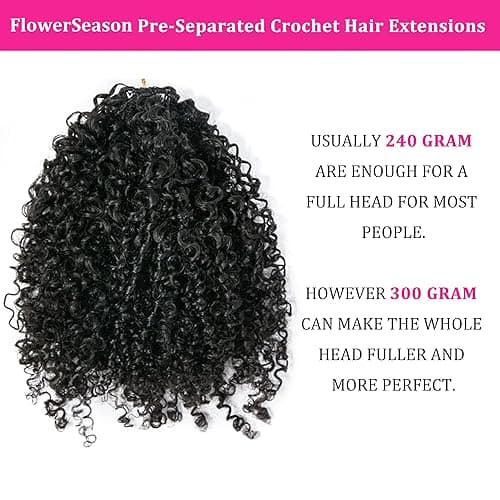 Afro Kinky Curly Knotless Pre-Separated Crochet Hair Extensions Kinky Curly Feather Hair Extensions Afro Kinky Curly Feather Line Hair 100% Human Hair Natural Color 18 Inch 120g - 18 Inch - 120 gram thumbnail 2