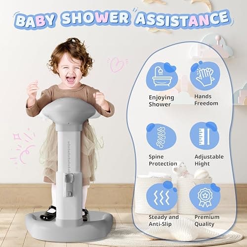 COOSEYA Baby Bath with Shower Stand Support|Anti-Pinch Soporte para Bañera de Bebé Adjustable Shower Tower and Anti-Slip for Toddler Standing Up Themselves,Ideal Gift for Infants 6-36 Months thumbnail 7