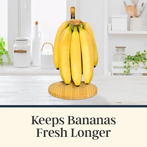 Totally Bamboo Banana Holder – Wooden Banana Stand and Hanger for Countertop Fruit Storage, Durable Bamboo Banana Hook for Even Ripening and Easy Access thumbnail 4