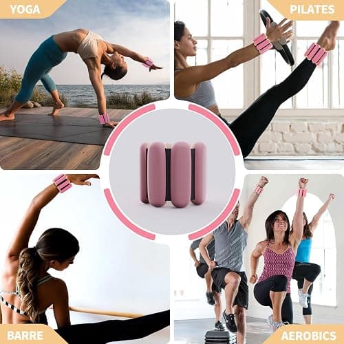 Ankle weights for women wrist weight: Adjustable ankle & wrist weights 2lbs(1lb each) for Pilates & Yoga exercise - Hand & Leg weights for women at home thumbnail 4