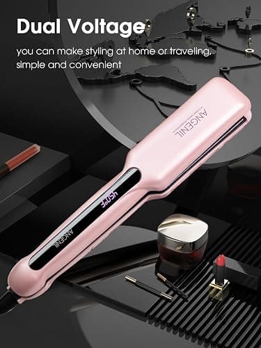 ANGENIL Flat Iron Wide 1.6 Inch Hair Straightener for Thick Hair, Dual Voltage Hair Straightener and Curler 2 in 1, Ceramic Flat Iron with Silicone Heat Resistant Mat Pouch, Fast Heating, LCD Display thumbnail 3
