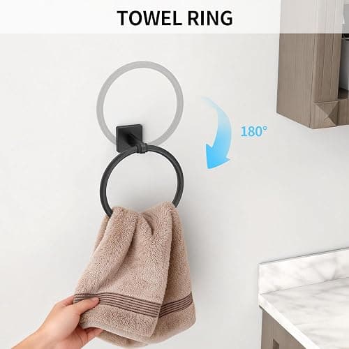 KLJKPA Black Bathroom Accessories Set, 24 inch Towel Racks for Bathroom, Stainless Steel Bathroom Hardware Set, Wall Mounted, 4-Piece thumbnail 4