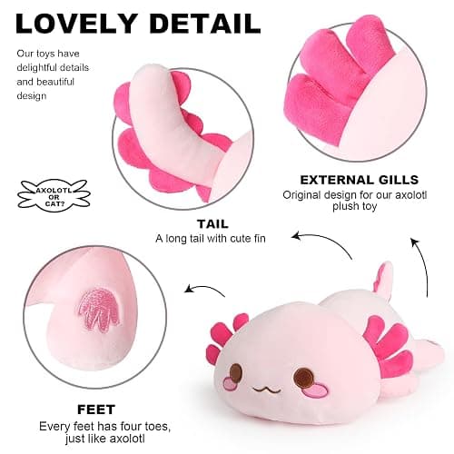 Onsoyours Cute Axolotl Plush, Soft Stuffed Animal Salamander Plush Pillow, Kawaii Plush Toy for Kids (Pink Axolotl A, 13") thumbnail 4