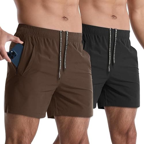 Lempue 2 Pack Mens Athletic Shorts 5 Inch Quick Dry Gym Workout Shorts Men Lightweight Sports Running Shorts with Pockets - Image 1