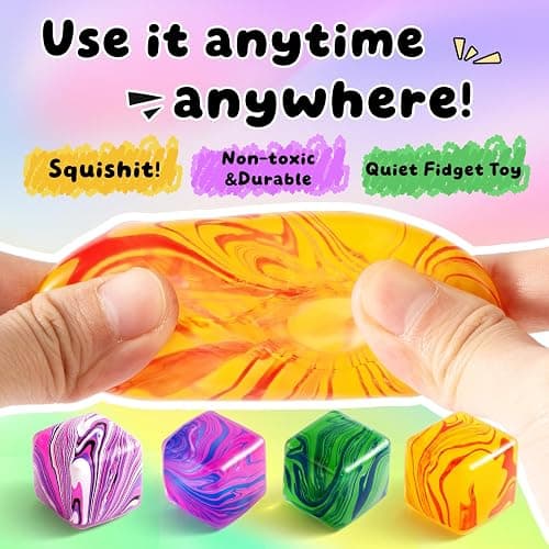 4 Pack Squishy Fidget Toys Stress Cube Bulk, Squishies Slow Rising Stress Balls for Adults Kids, Sensory Fidget Toys for Anxiety Relief, Small Squishy Toys for Classroom Prizes Party Favors thumbnail 2