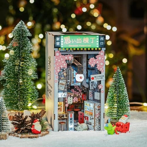 Anavrin Book Nook Kit Omoide Yokocho – DIY 3D Wooden Booknook for Adults, Teens and Book Lovers, Bookshelf Insert Library Decor, Creative Gift for Family, Friends, and Elderly thumbnail 2