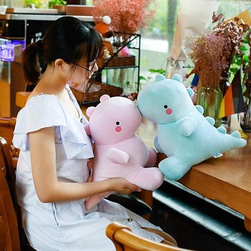 VHYHCY Cute Dinosaur Plush Toys, Fat Dinosaur Stuffed Dolls, Soft Animal Dino Plushie, Birthday Gifts for Kids Girls Boys Blue 12 inch - Quiet Blue - 12 inch thumbnail 3