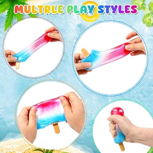 Malt Sugar Popsicle Squishy, Ice Cream Squishies Slow Rising Sensory Fidget Travel Toys for Adults, Kids, and Teens – Summer Classroom Prize (Red White Blue) thumbnail 3