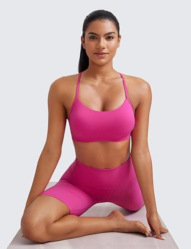 CRZ YOGA Butterluxe Y Back Sports Bras for Women - Padded Racerback Low Impact Spaghetti Thin Strap Workout Yoga Top thumbnail 3