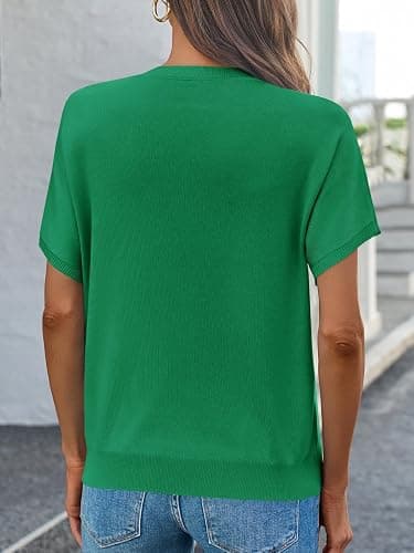 Saodimallsu Women's Short Sleeve Crew Neck Knit Pullover Sweater thumbnail 5