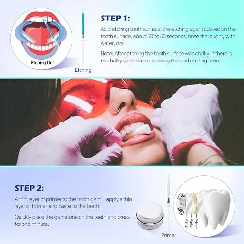 WATRZ 690 pcs Teeth Gem Kit,Tooth Gems Kit for Teeth DIY Crystals Teeth Diamonds Jewel Kit for Girls Y2K Fashionable for Women Harmless (Colorful) thumbnail 6
