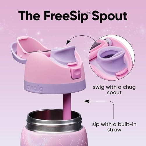 Owala Wicked FreeSip Insulated Stainless Steel Water Bottle with Straw for Sports and Travel, BPA-Free Sports Water Bottle, 32 oz, Glinda (Pink) thumbnail 4