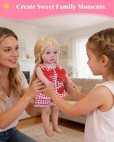 BABESIDE 12-16 Inch Baby Doll Clothes, 4-Piece Doll Outfit Set | 4 Pcs Doll Outfit Set with Strawberry Top, Shorts, Bib & Headband, Cute Baby Doll Accessories, Dress-Up Gift for Kids 3+ thumbnail 2