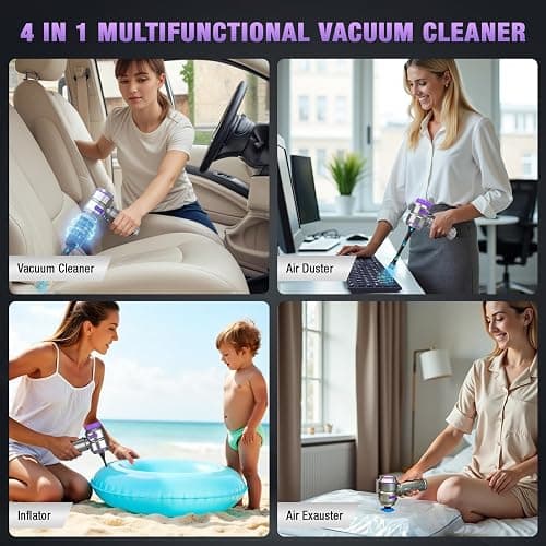 VCAN ACTIVE Car Vacuum Portable Cordless 18000PA High Power Mini Vacuum Cleaner Hand Vacuum Cordless Rechargeable, with with Brushless Motor for Car Detailing Keyboard Cleaner Home Cleaning(Purple) thumbnail 5