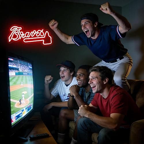 Baseball Neon Sign for Wall Decor Baseball Team Neon Light for Man Cave | Atlanta LED Light Up Sign for Club Garage Party Bedroom Decor Birthday Gifts for Fans Wall Art Size13.7*8.9 In thumbnail 4