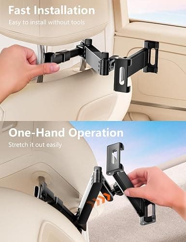 BKWITY Tablet Holder for Car Headrest, ipad Car Holder Back Seat [3 in 1 Extension Arm], 360° Rotating Adjustable Road Trip Essentials for 4.7-11" iPad Pro, Air, Mini, Galaxy, Fire thumbnail 7