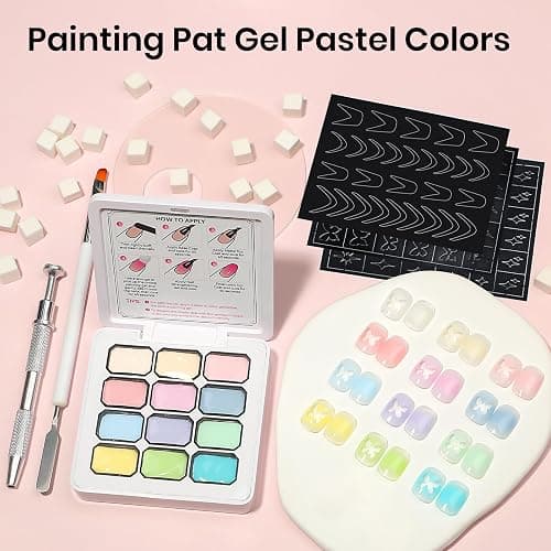 SUPWEE Patting Gel Polish Kit 12 Colors Pastel Ombre Gel Polish for Nails | Patting Gels Long-lasting, No-wipe Soak of UV Pat Gels Polishs Palette Easily Create Unique Nails Art Home DIY thumbnail 2