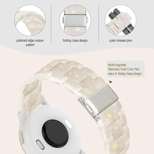 Compatible with Garmin Vivoactive 5 Watch Band Resin, 20mm Strap Compatible for Garmin Vivoactive 6/3/Forerunner 245/165/55/570 42mm/645 Wristband Bracelet Replacement with Stainless Steel Buckle thumbnail 7