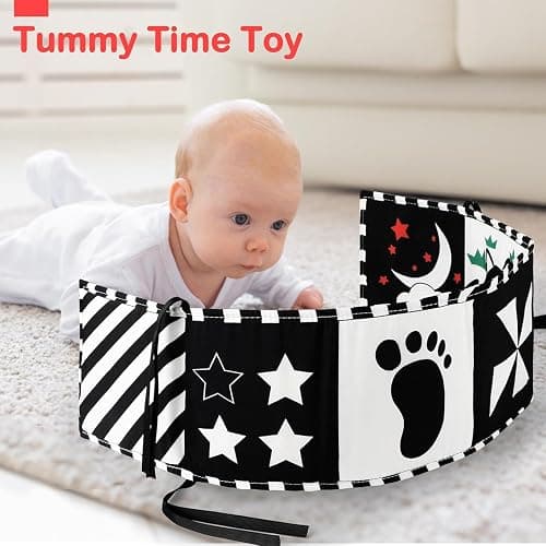 URMYWO Baby Toys 0-6 Months, Black and White Sensory Toys Brain Development, Tummy Time Toys, Soft Baby Book, Baby Essentials for Newborn 0-6-12 Months Montessori Toy Gifts thumbnail 2