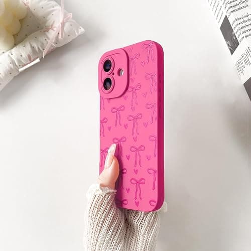Lovmooful for iPhone 16 Plus Case Cute Ribbon Bowknot Heart-Hot Pink | Compatible for iPhone 16 Plus Case,Cool Design,for Girls Women,Soft TPU,Shockproof,Protective,Girly thumbnail 5