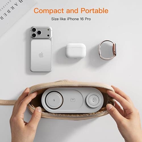 for Apple Watch 5W Fast Charger：3 in 1 Wireless Charging Station for Apple Mag-Safe Charger Stand,Fast Magnetic Wireless Charger Station for iPhone171615 14 13 12 Series,Airpods, Watch（Foldable thumbnail 6