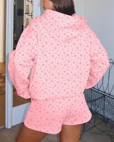 BAIGRAM Women Oversized Ditsy Floral Fleece Hoodies Snowflake Print Hooded Sweatshirt 2025 Y2K Aesthetic Fall Pullover thumbnail 3
