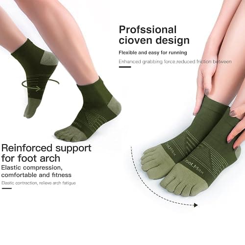 OrrinSports Toe Socks Cool-max Running Socks for Men Women 3 Pairs Athletic Breathable Five Finger Socks thumbnail 4