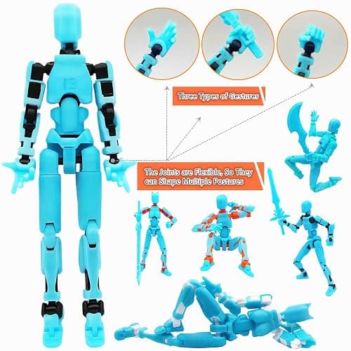 masijssa Titan 13 Action Figures (Grow in The Dark Blue) T13 3D Action Figure Set Already Assembled Dummy Robot Nova 13 Printed Multi-Jointed Movable Toy for Gift Collectors (Blue Black + Dog) thumbnail 5