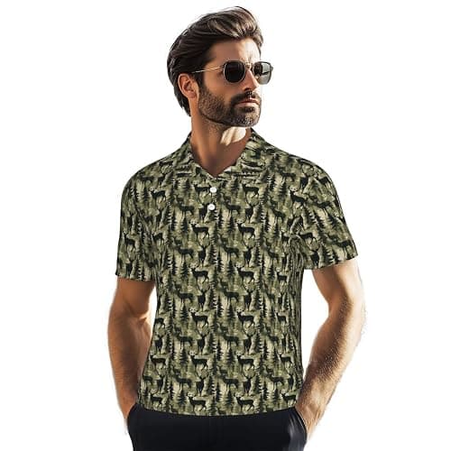 Joyidec Mens Shirt Short Sleeve Dry Fit Performance Athletic Sports Daily Casual Collared Shirts for Men - Image 1