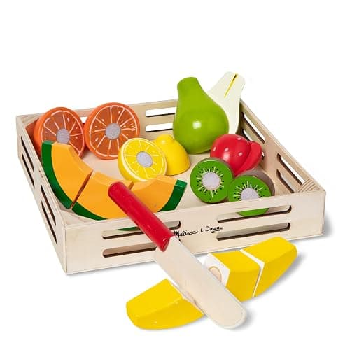 Melissa & Doug Wooden Cutting Fruit Toy Food Set & Pretend Play Kitchen Accessories, Preschool Learning Toys for Girls & Boys 3+ - Image 1