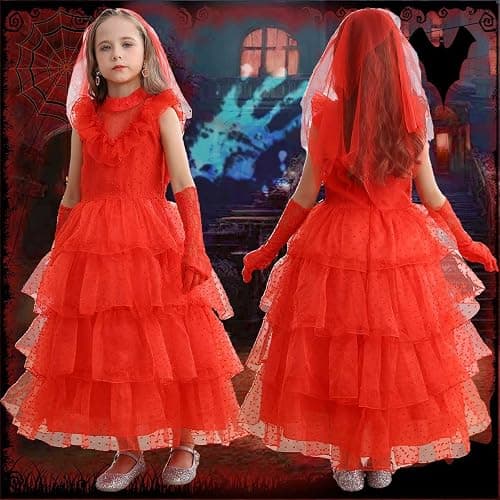 iTVTi Girls Halloween Costumes Ghost Red Bride Dress Up Cosplay Costume thumbnail 4