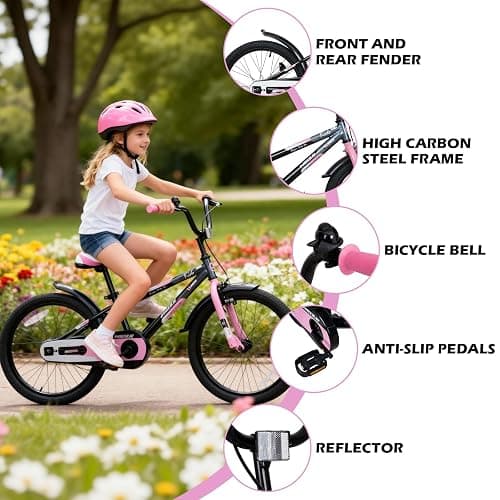 WEIZE Kids Bike, 16 20 Inch Children Bicycle for Boys & Girls Ages 4-12 Years Old, Rider Height 41-62 Inch, Adjustable Seat & Handlebars, Coaster Brake, Multiple Color Options thumbnail 4