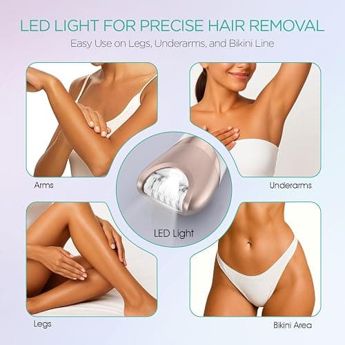 VOYOR Epilator for Women, 3 in 1 Epilator Hair Removal for Women, Epilators Hair Remover for Leg Arm with 30 Tweezers, Rechargeable & Cordless Electric Lady Shaver & Trimmer BM300 (Champagne Gold) thumbnail 4