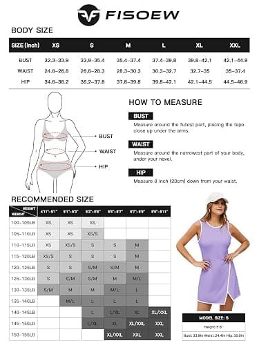 Fisoew Women's Workout Tennis Dress with Built-in Bra & Shorts Pockets Sleeveless Crewneck Golf Athletic Mini Dresses thumbnail 6