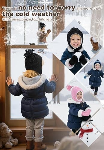 Zando Baby Winter Hat and Mitten Set Size 3M-7Y - Cute Fleece Sherpa Lined Warm Beanie for Toddler Kids Newborn Boys Girls thumbnail 3