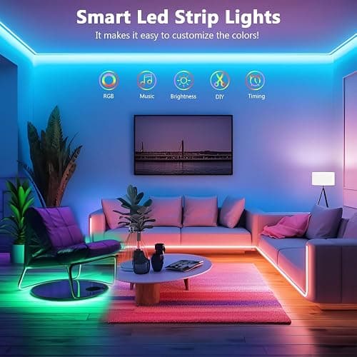 Led Strip Light, 10m Led Lights, Cuttable Led Light Strips with Smart App Control Remote, Music Sync Colour Changing RGB Led Strip Lights for Room Decoration - 10M thumbnail 3