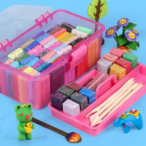 ifergoo Polymer Modeling Clay for Kids DIY Starter Kits, 62 Color Oven Baked Model Clay, Non-Toxic, Non-Sticky, with Sculpting Tools, Ideal Gift for Boys and Girls thumbnail 3